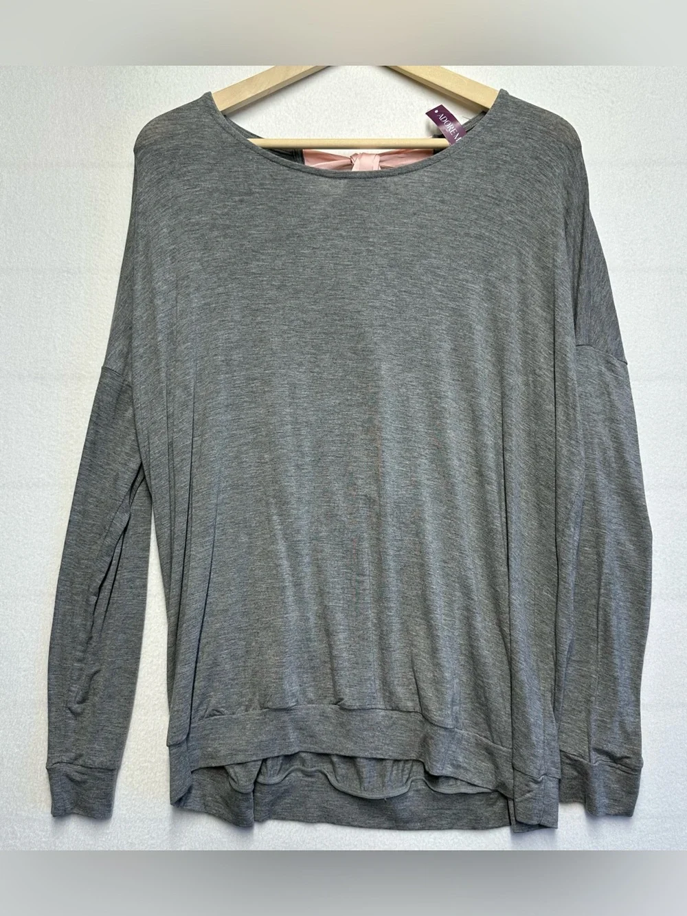 Adore Me Sleep Top XL Gray Open‑Back Bow Detail NWT Soft Lounge Shirt